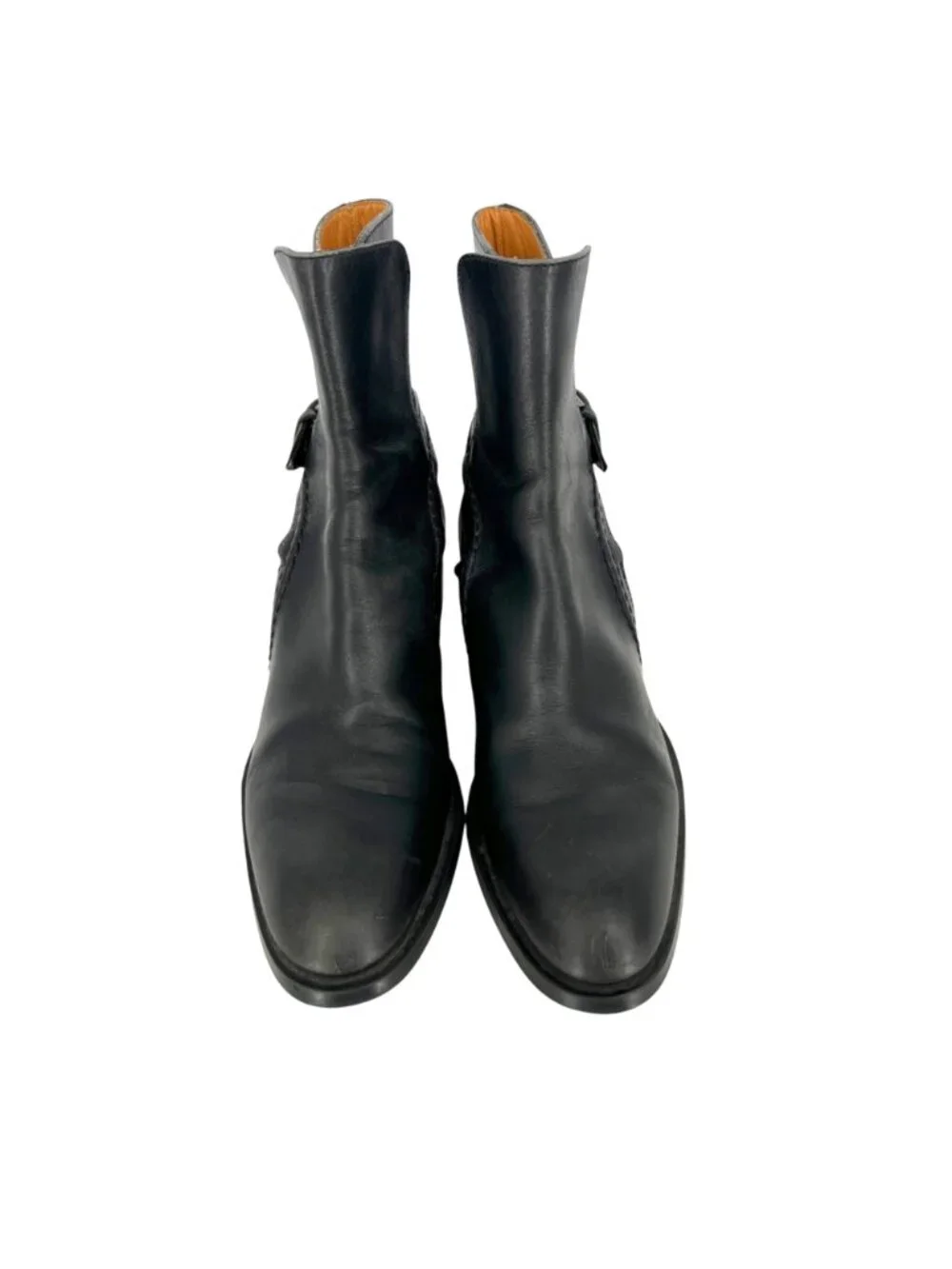 Tods Black Leather Chelsea Ankle Boots With Buckle Detail Size 34 EU Size 4 US